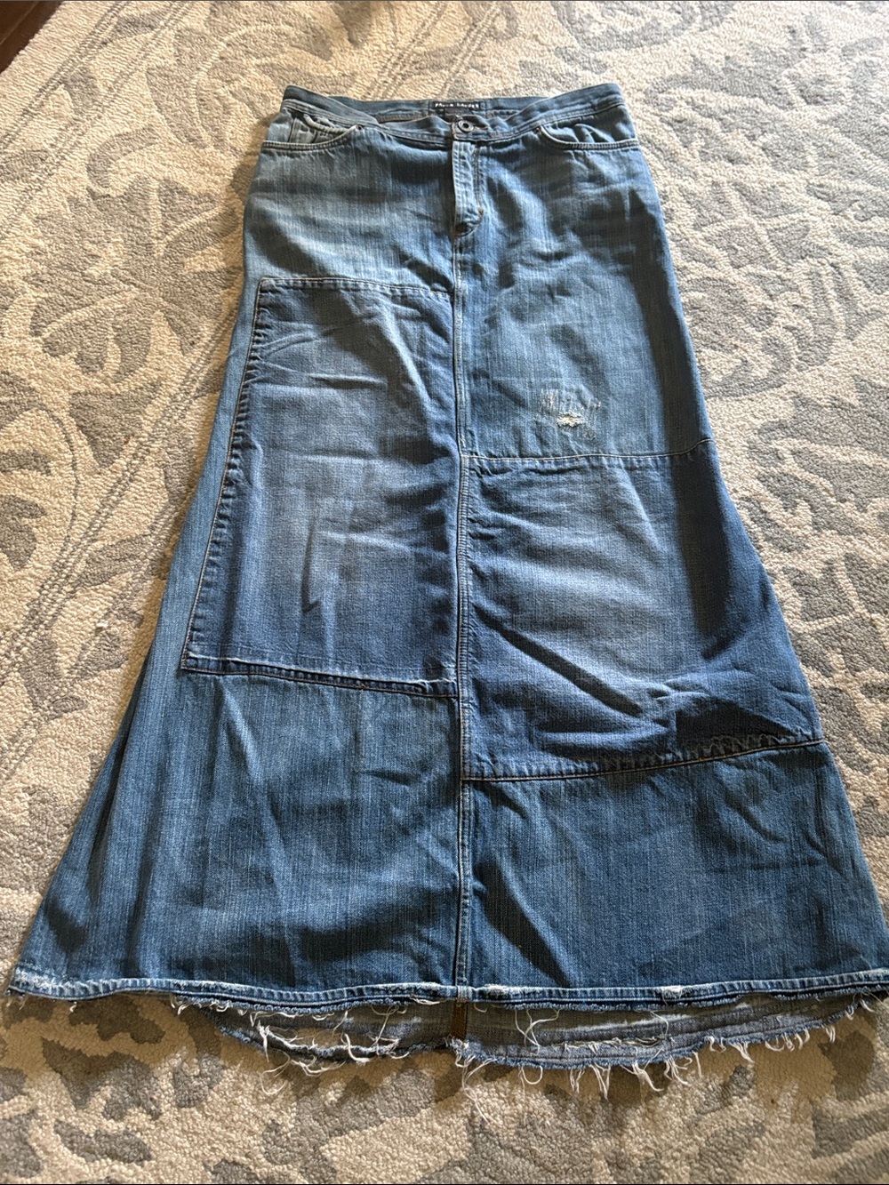 Ralph Lauren Patchwork Denim Maxi Skirt - Blue